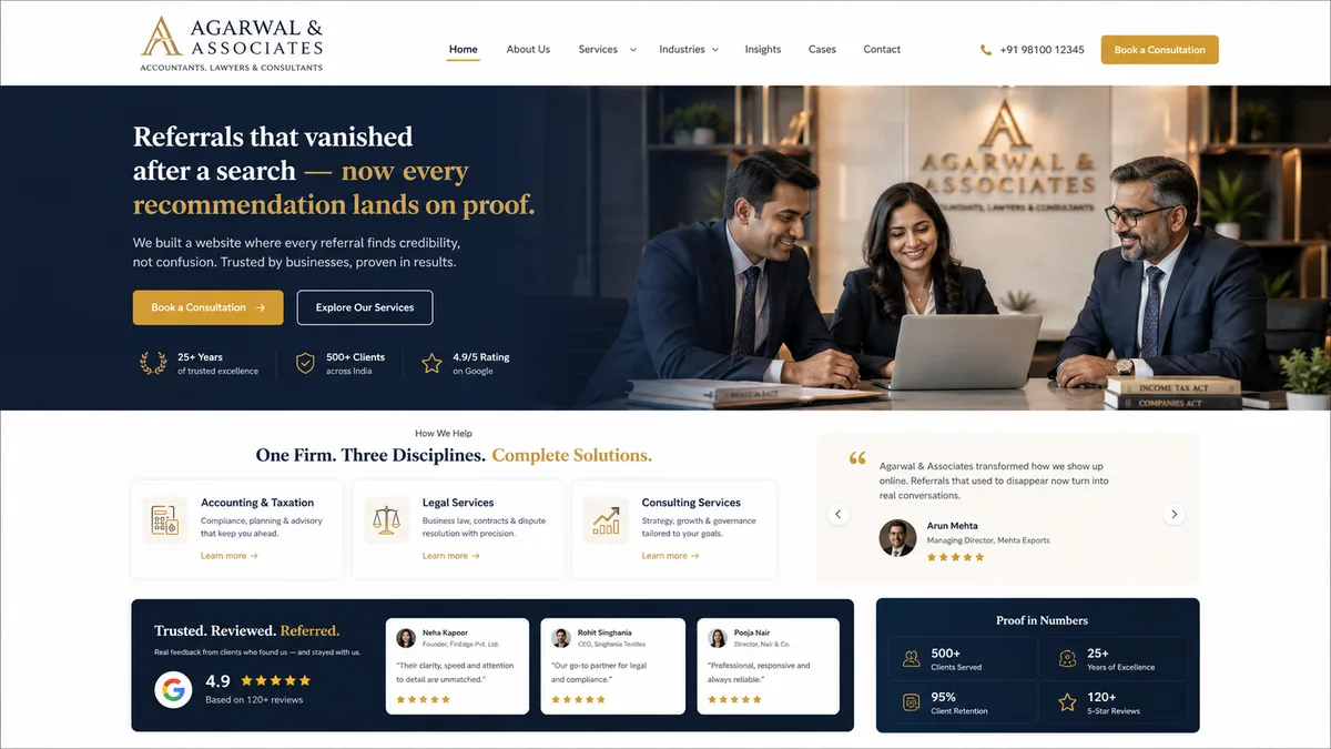 The Agarwal & Associates website built with GoClickBuild